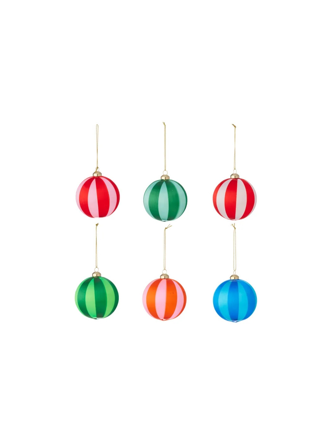 Silk Pop Stripe Bauble — Pack of 6