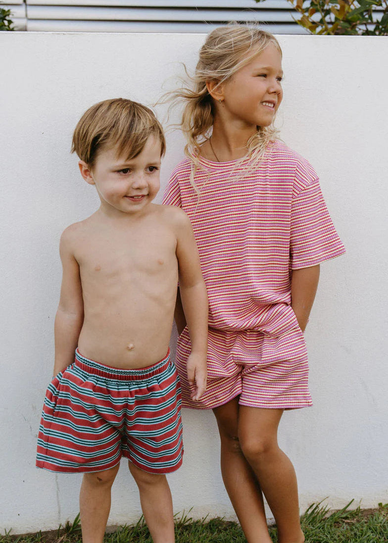 Ribbed Short — Raspberry