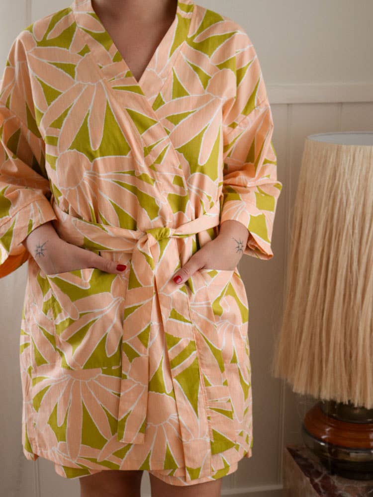 Margarita Short Robe - Peach