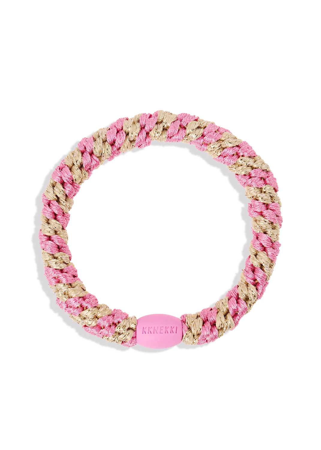 KKNEKKI Original Hair Tie — Bubblegum Beige Glitter Stripe