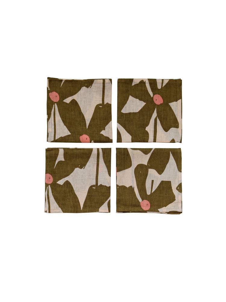 Olive Poppy Napkin Set