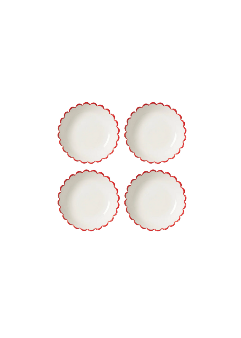 Red Edge Scallop Bowls — In The Roundhouse SET