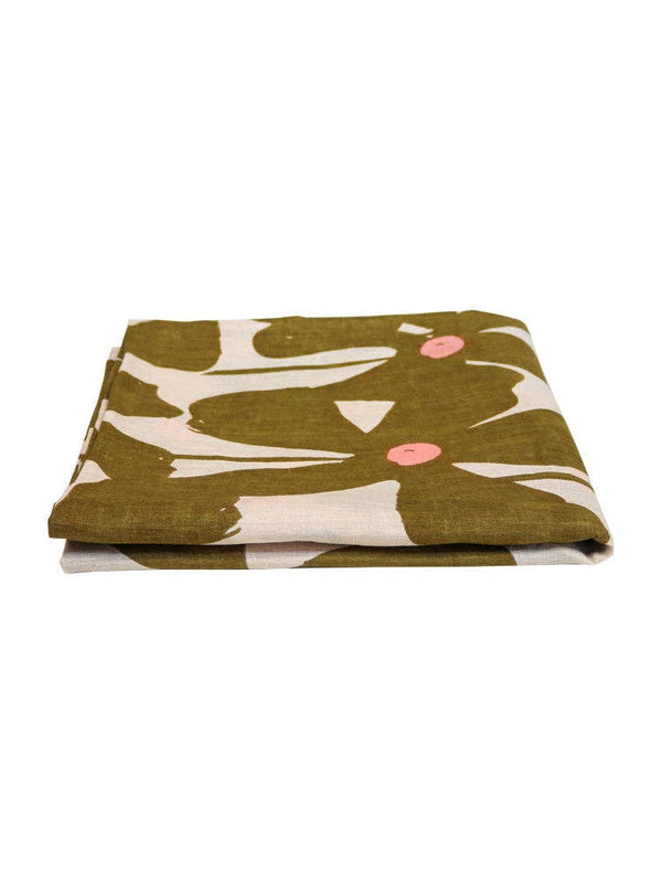 Olive Poppy Tablecloth