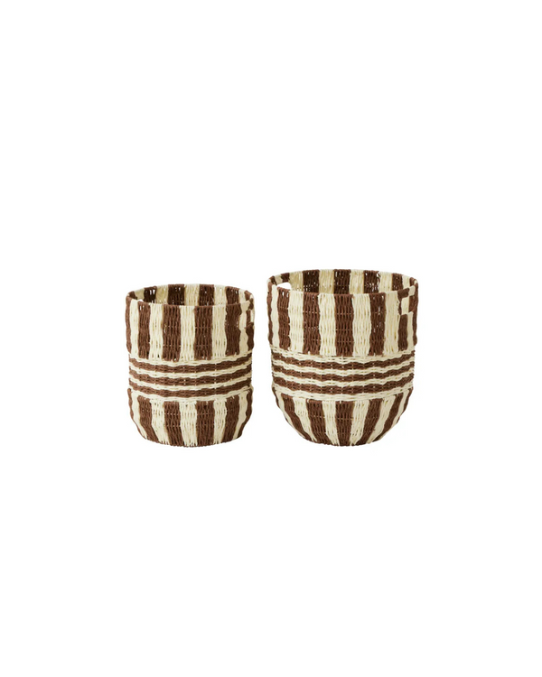 Small — Chocolate Solana Stripe Basket
