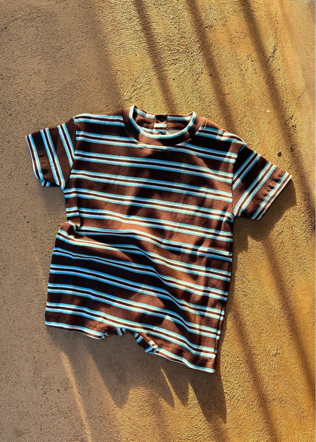 Ribbed Romper — Midnight Stripe