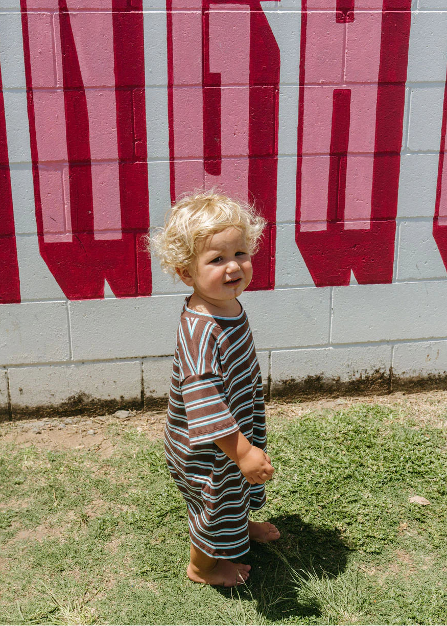 Ribbed Romper — Midnight Stripe