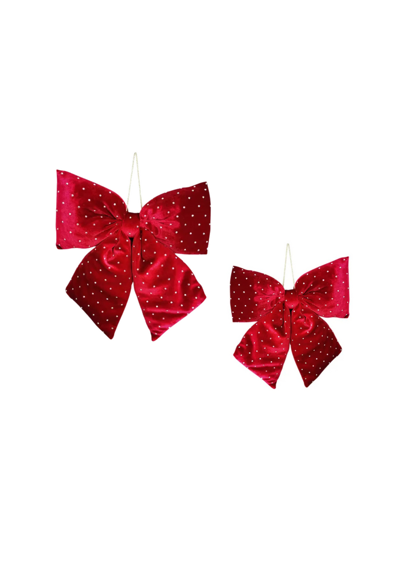 Hanging Bow w/ Dot — Burgundy