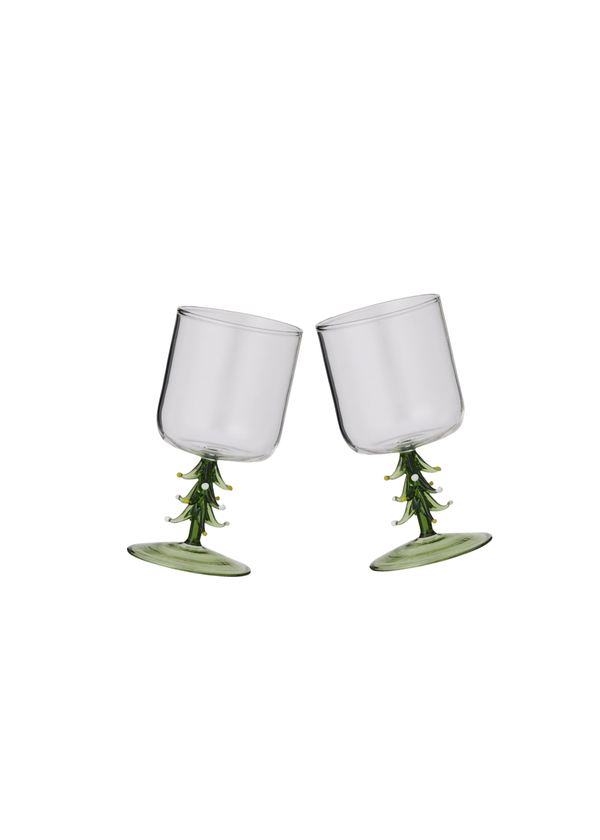 Christmas Tree Wine Glass — PAIR