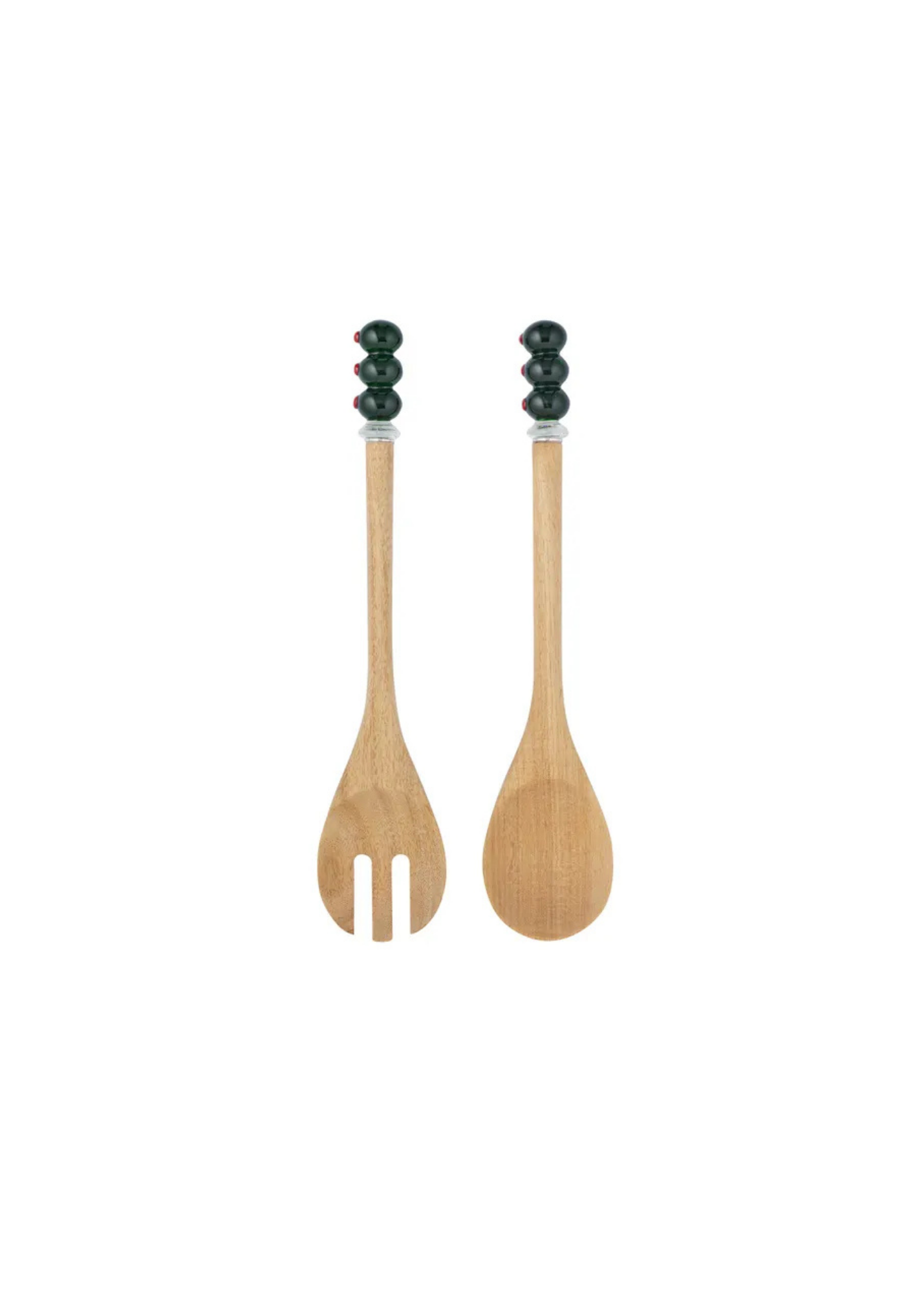 Olive Wood/Glass Salad Servers