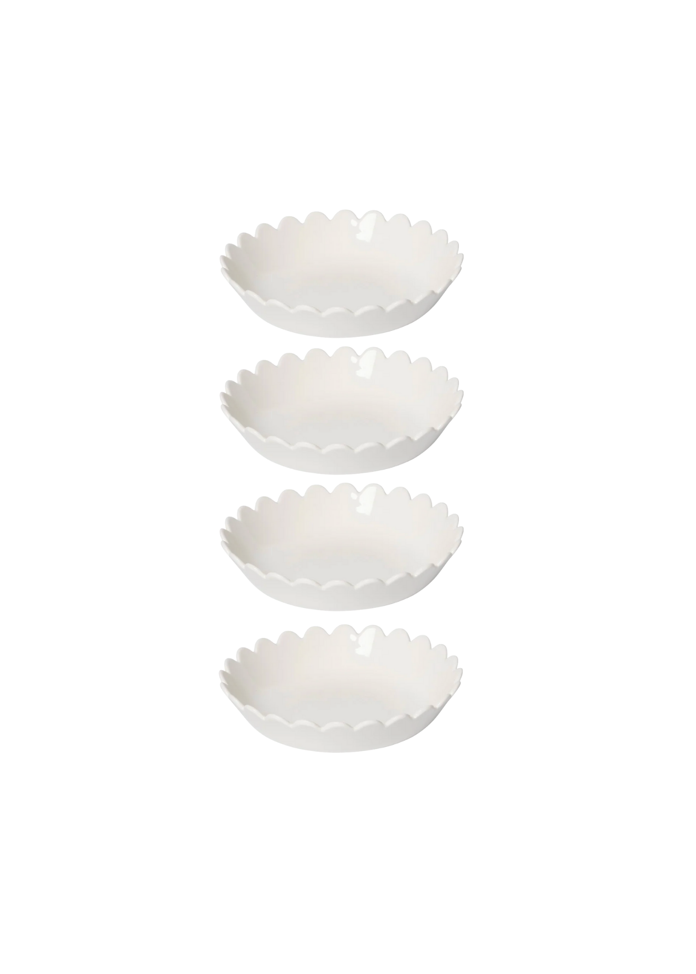 White Scallop Bowls — Large SET X4