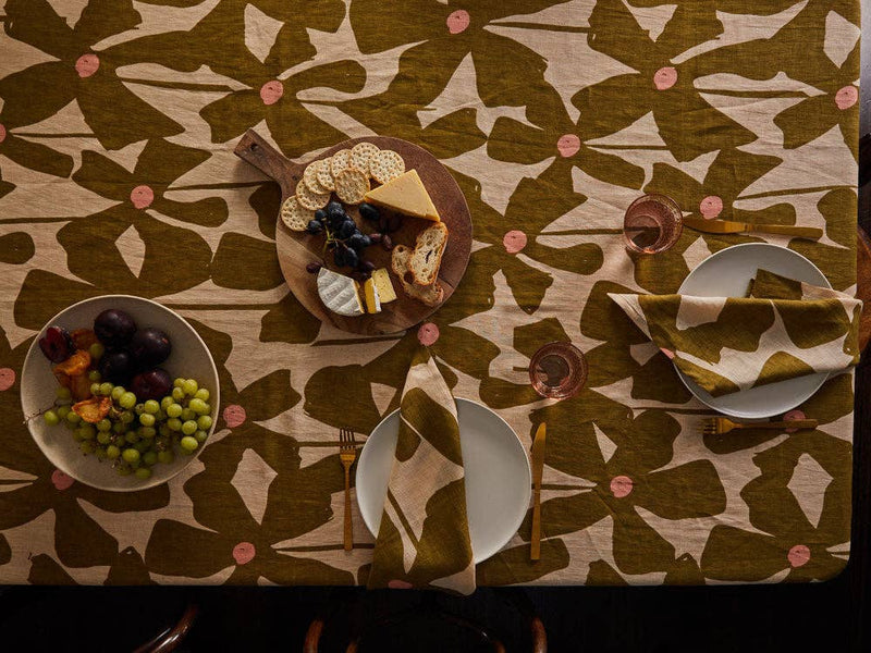 Olive Poppy Tablecloth